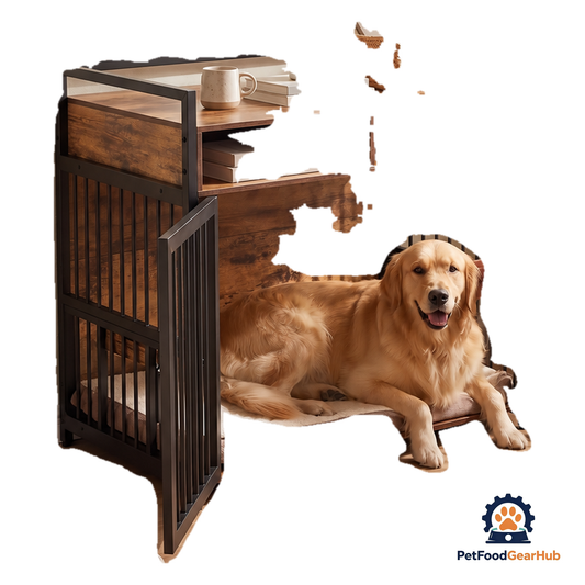 PetFoodGearHub Dog Crate Console with Shelves - product image 1