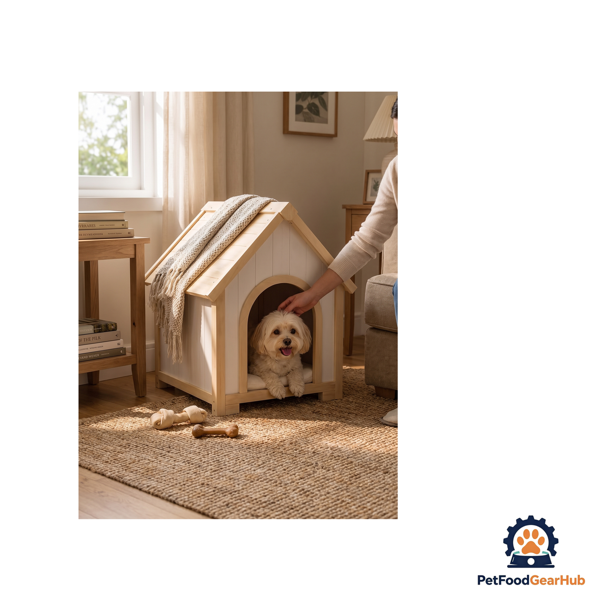 PetFoodGearHub Indoor Wooden Dog and Cat House - product image 2