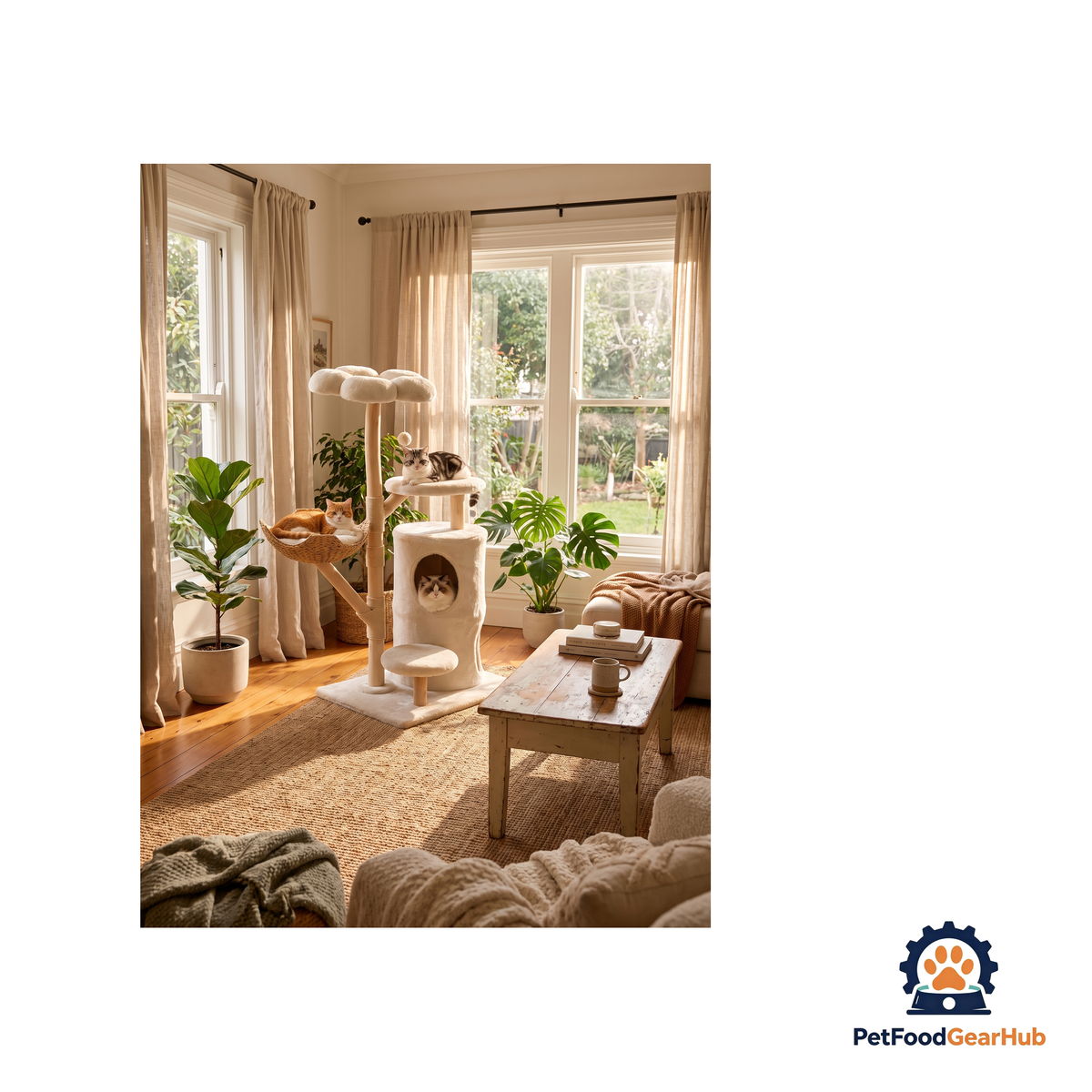 PetFoodGearHub Solid Wood Cat Activity Tower - product image 2