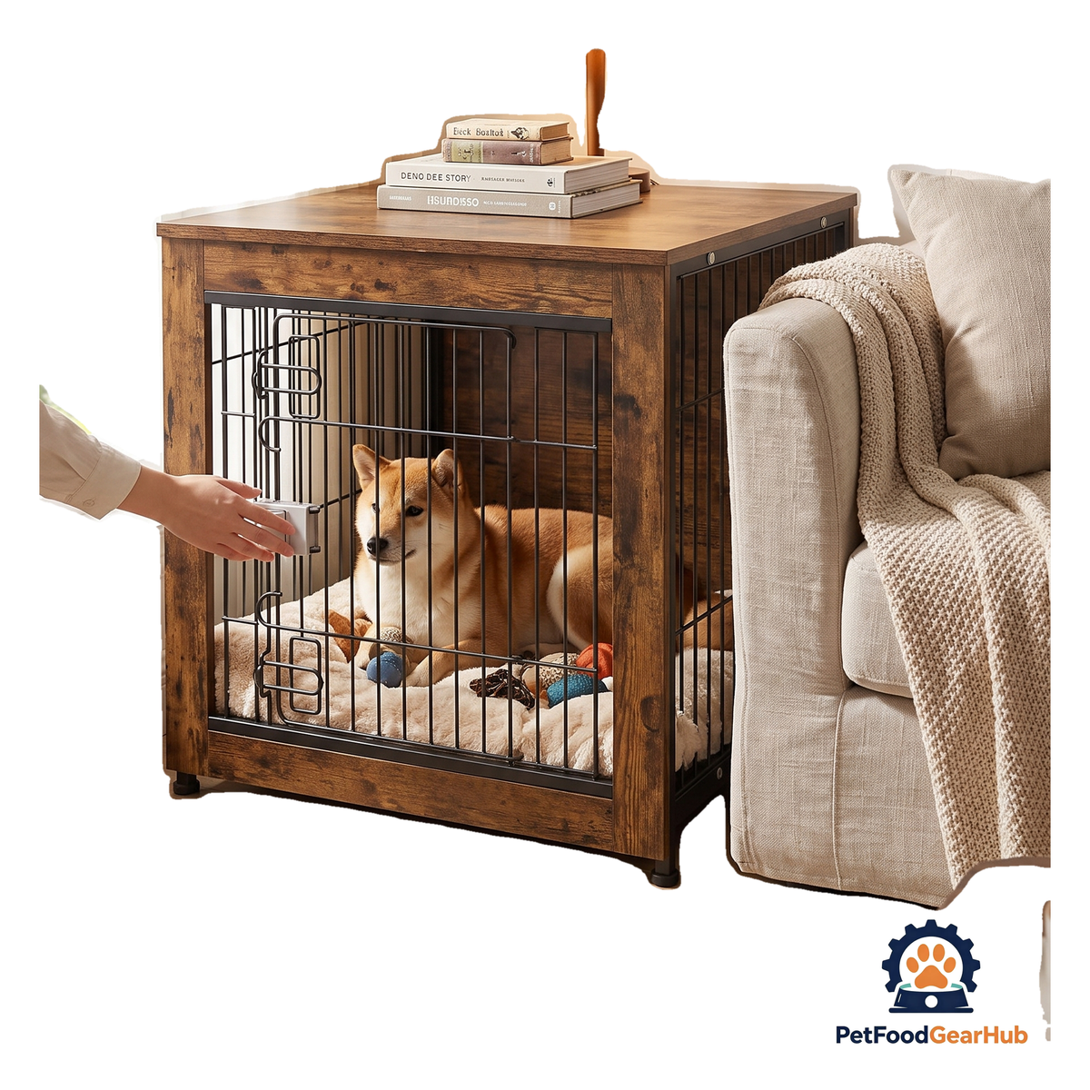 PetFoodGearHub Wooden Dog Crate Side Table - product image 1