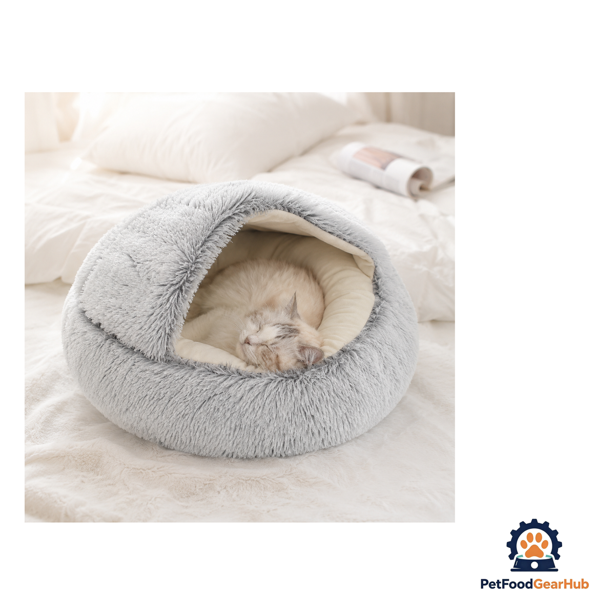 PetFoodGearHub Plush Enclosed Cat Cave Bed - product image 8
