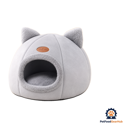 PetFoodGearHub Hooded Plush Cat Cave Bed - product image 1