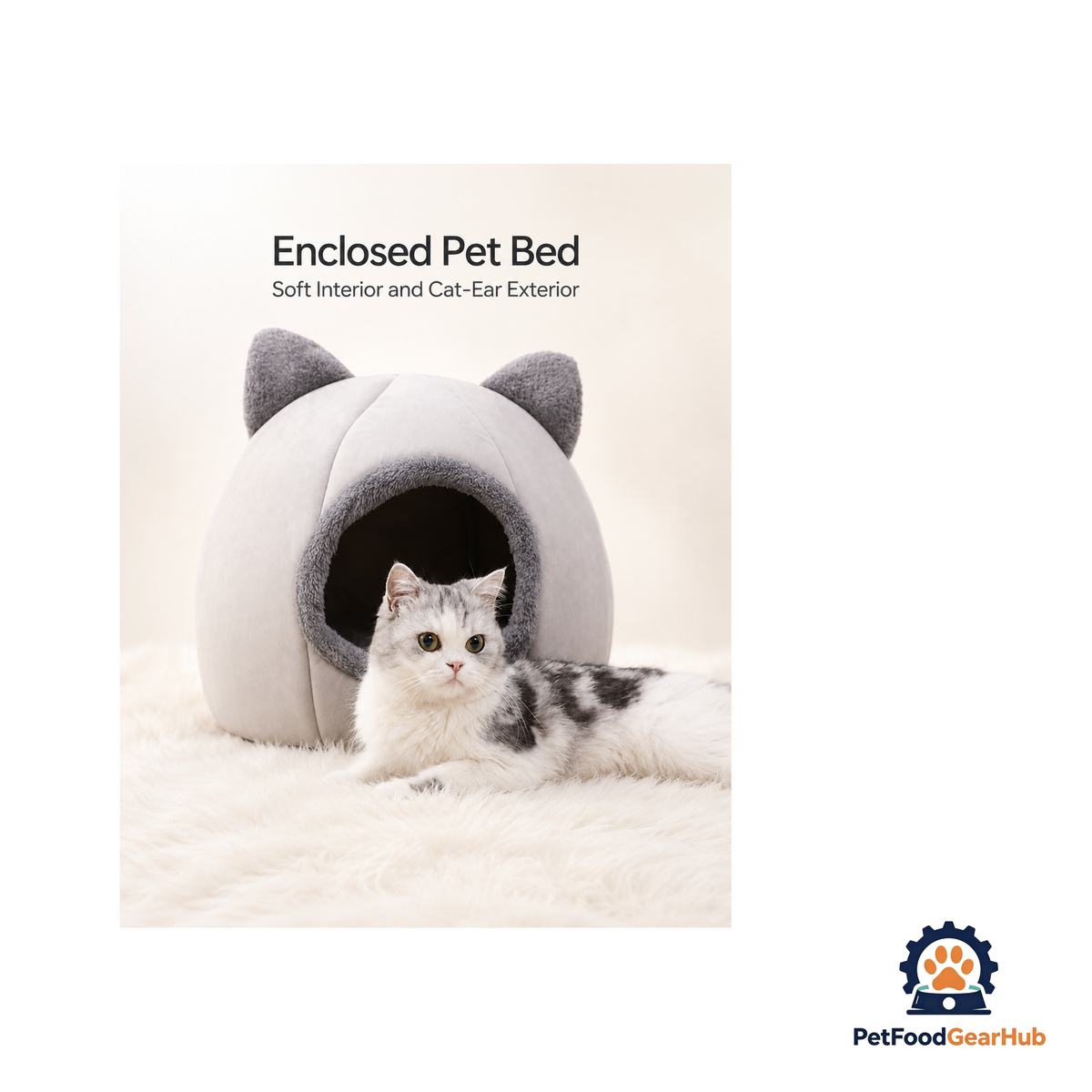 PetFoodGearHub Hooded Plush Cat Cave Bed - product image 5