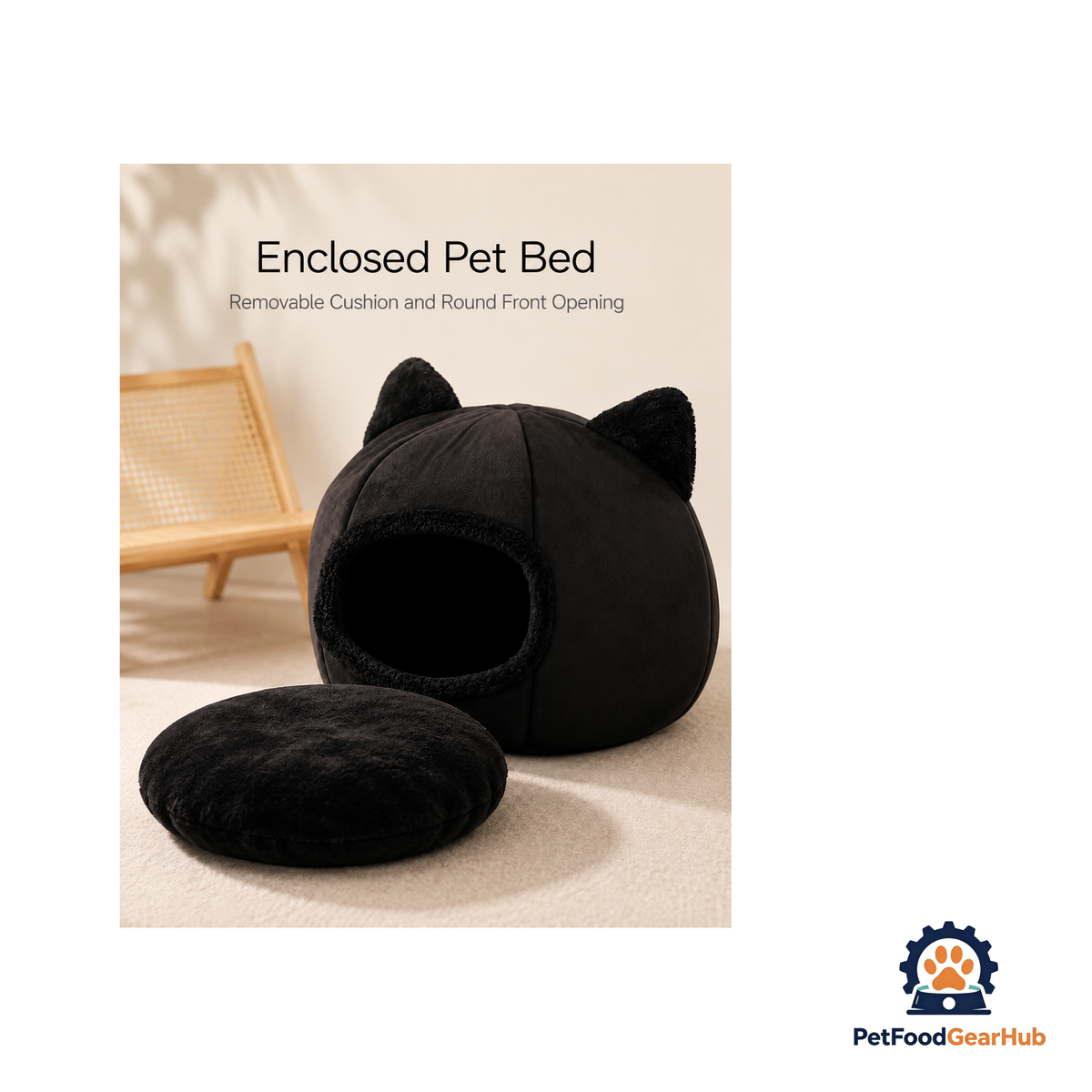 PetFoodGearHub Hooded Plush Cat Cave Bed - product image 9