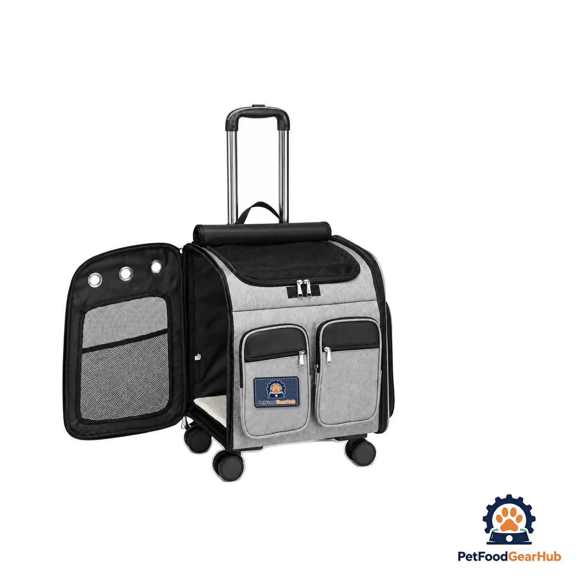 PetFoodGearHub Gray Soft Pet Carrier Trolley - product image 1