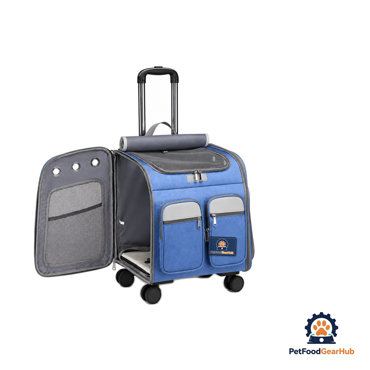 PetFoodGearHub Blue Soft Pet Carrier Trolley - product image 1