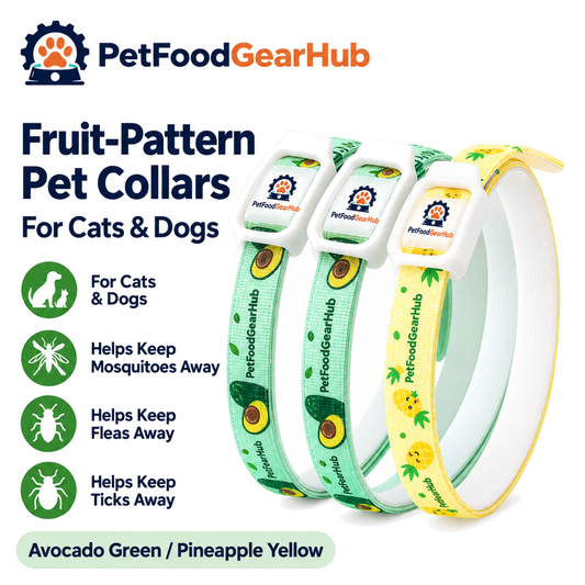 PetFoodGearHub avocado and pineapple patterned pet collars