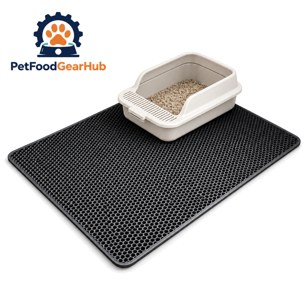 PetFoodGearHub black honeycomb cat litter mat