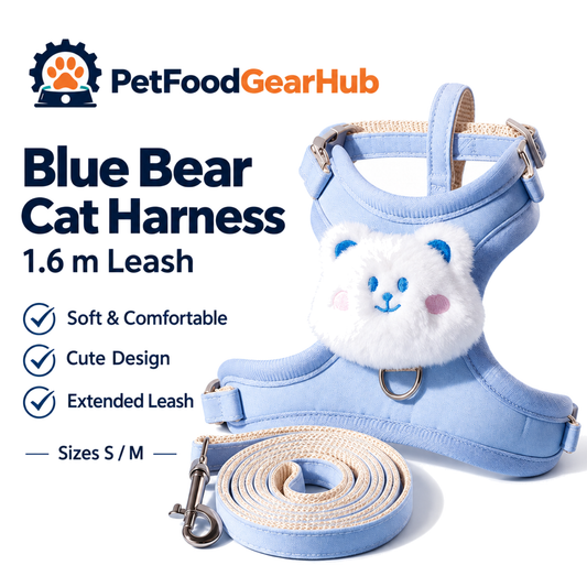 PetFoodGearHub blue bear cat harness 1 6m