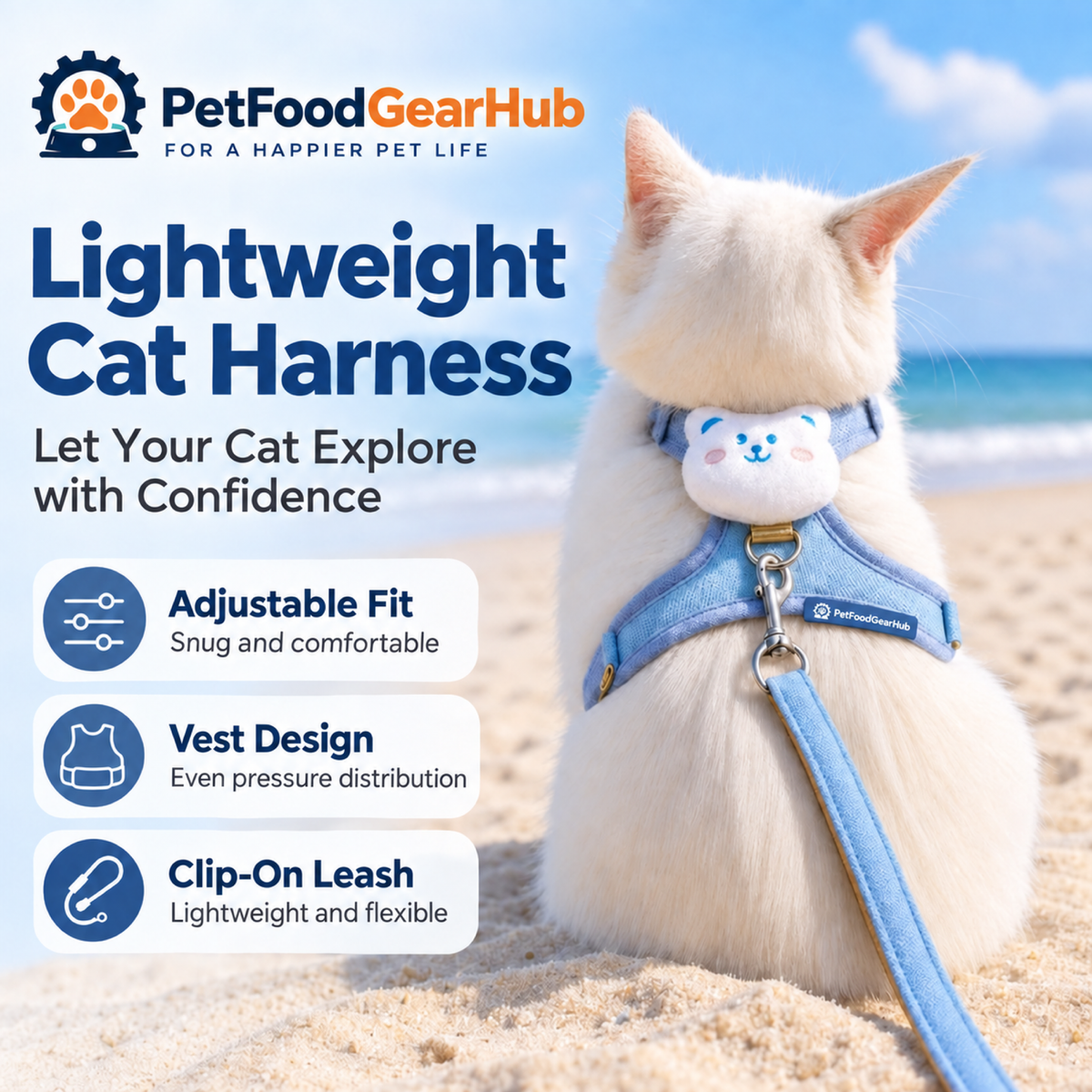 PetFoodGearHub blue bear harness cat