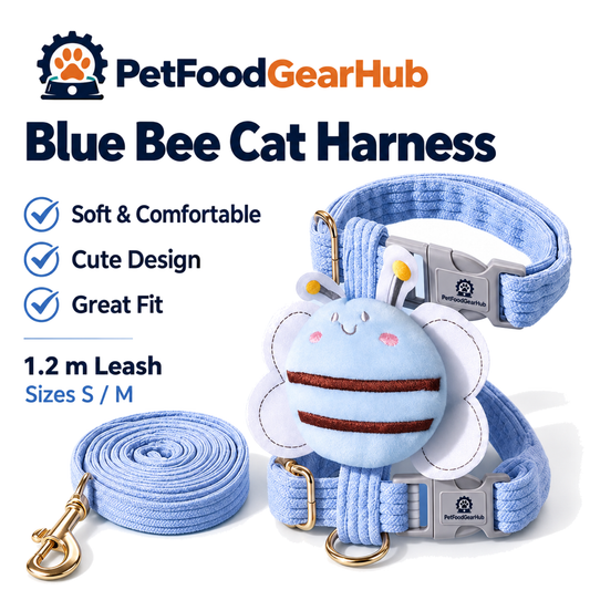 PetFoodGearHub blue bee cat harness