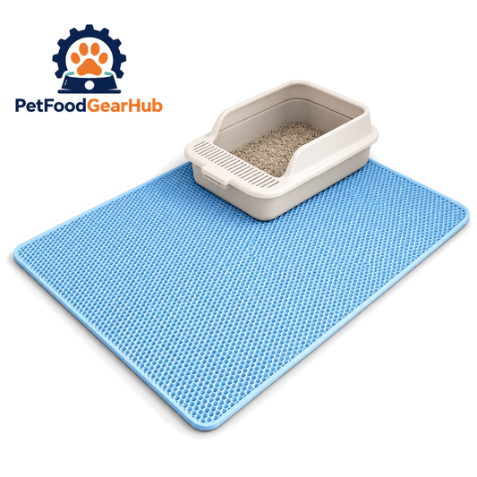 PetFoodGearHub blue honeycomb cat litter mat