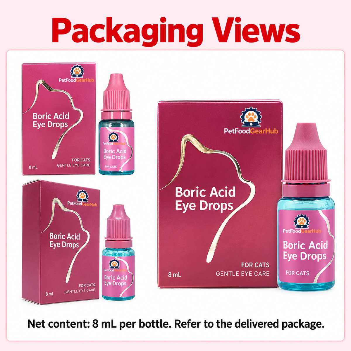 PetFoodGearHub 8 mL boric acid eye drops - packaging views