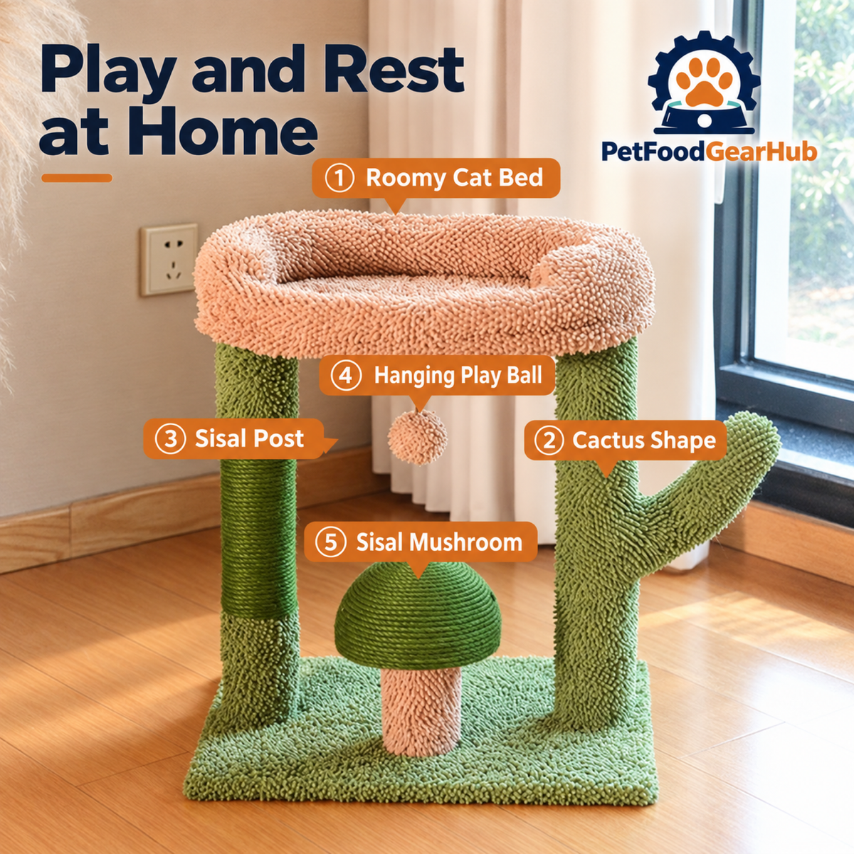 PetFoodGearHub Cactus, Avocado & Novelty Cat Trees and Scratchers - product details