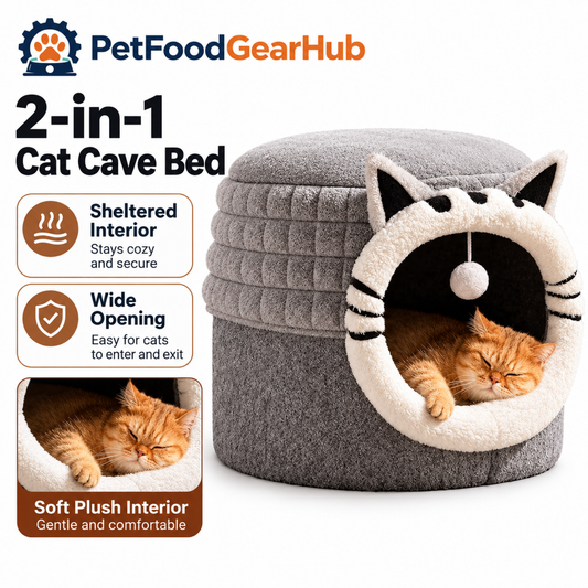 PetFoodGearHub 2-in-1 Cat Cave Bed