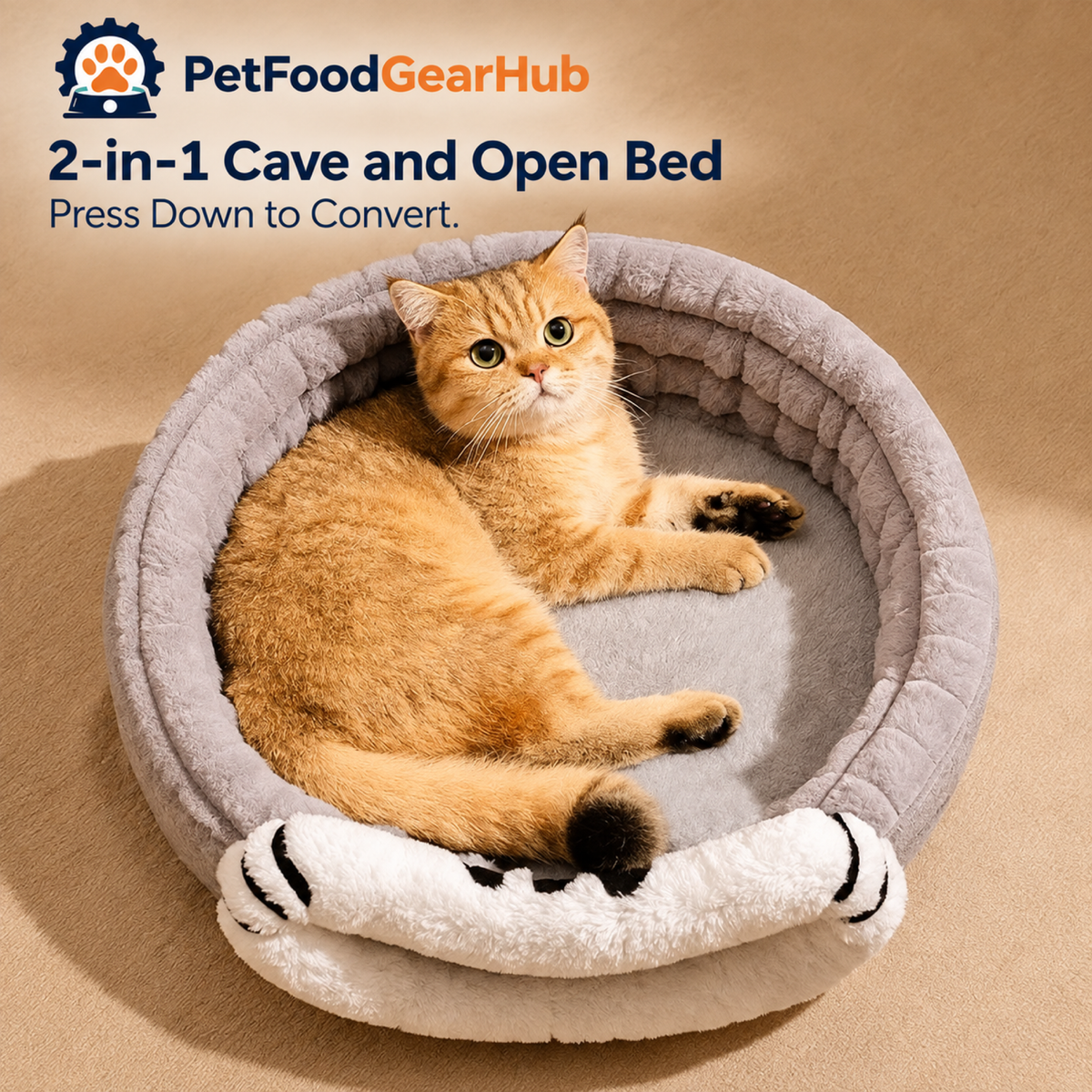 PetFoodGearHub 2-in-1 Cave and Open Bed