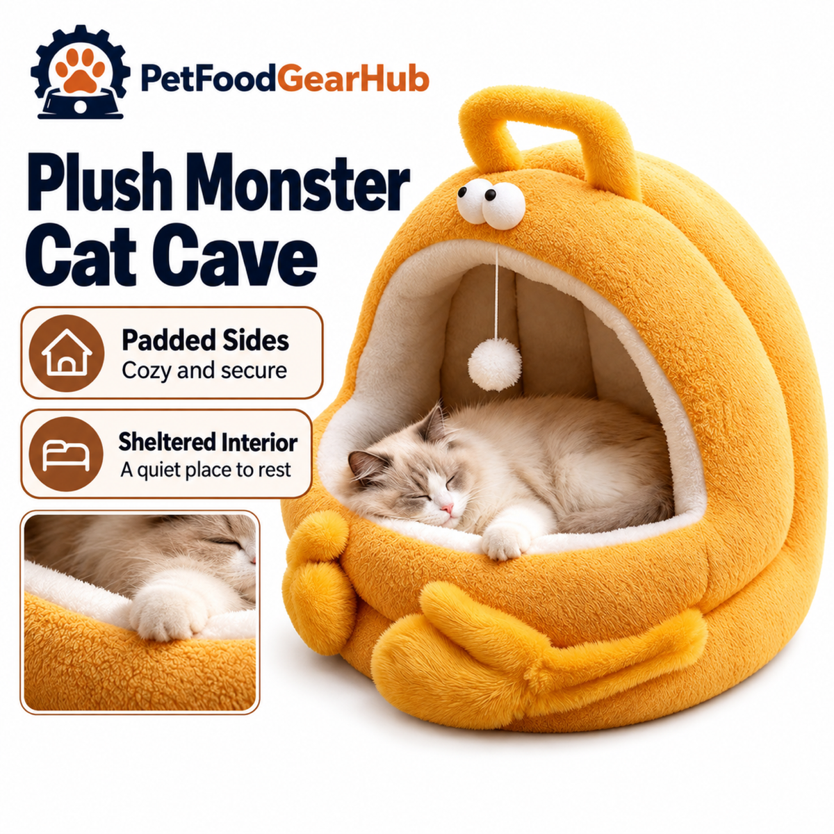 PetFoodGearHub Plush Monster Cat Cave