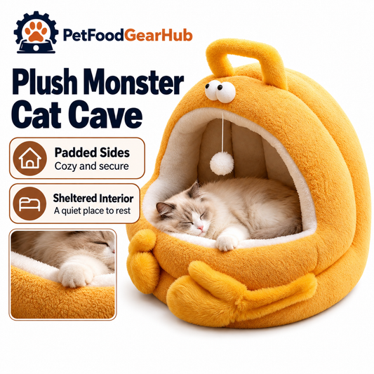 PetFoodGearHub Plush Monster Cat Cave