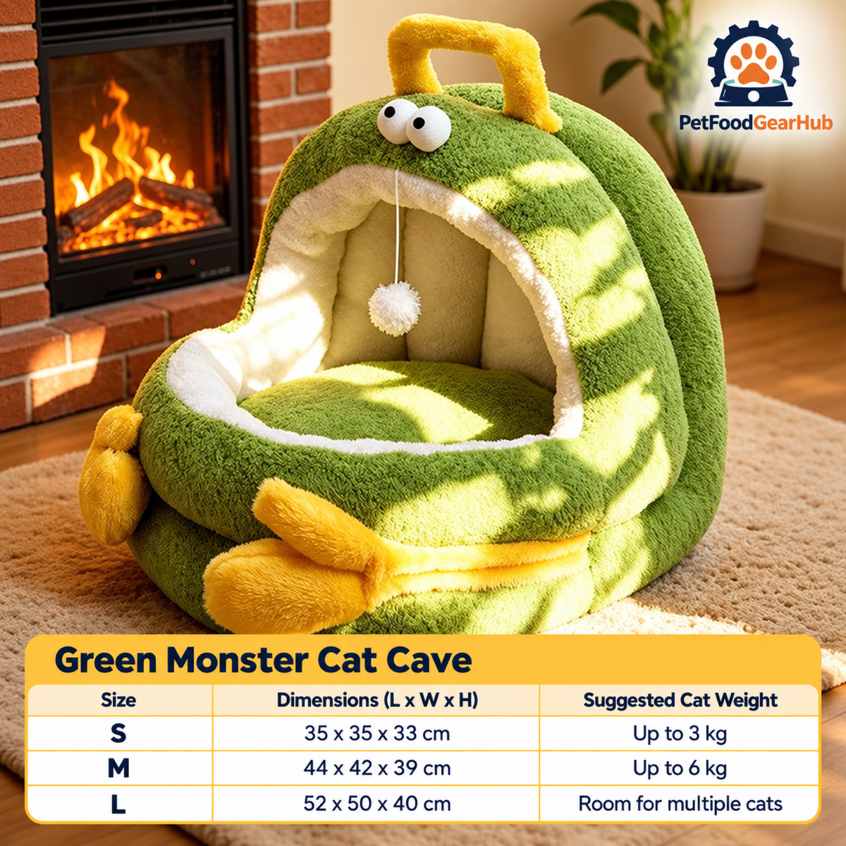 PetFoodGearHub Green Monster Cat Cave