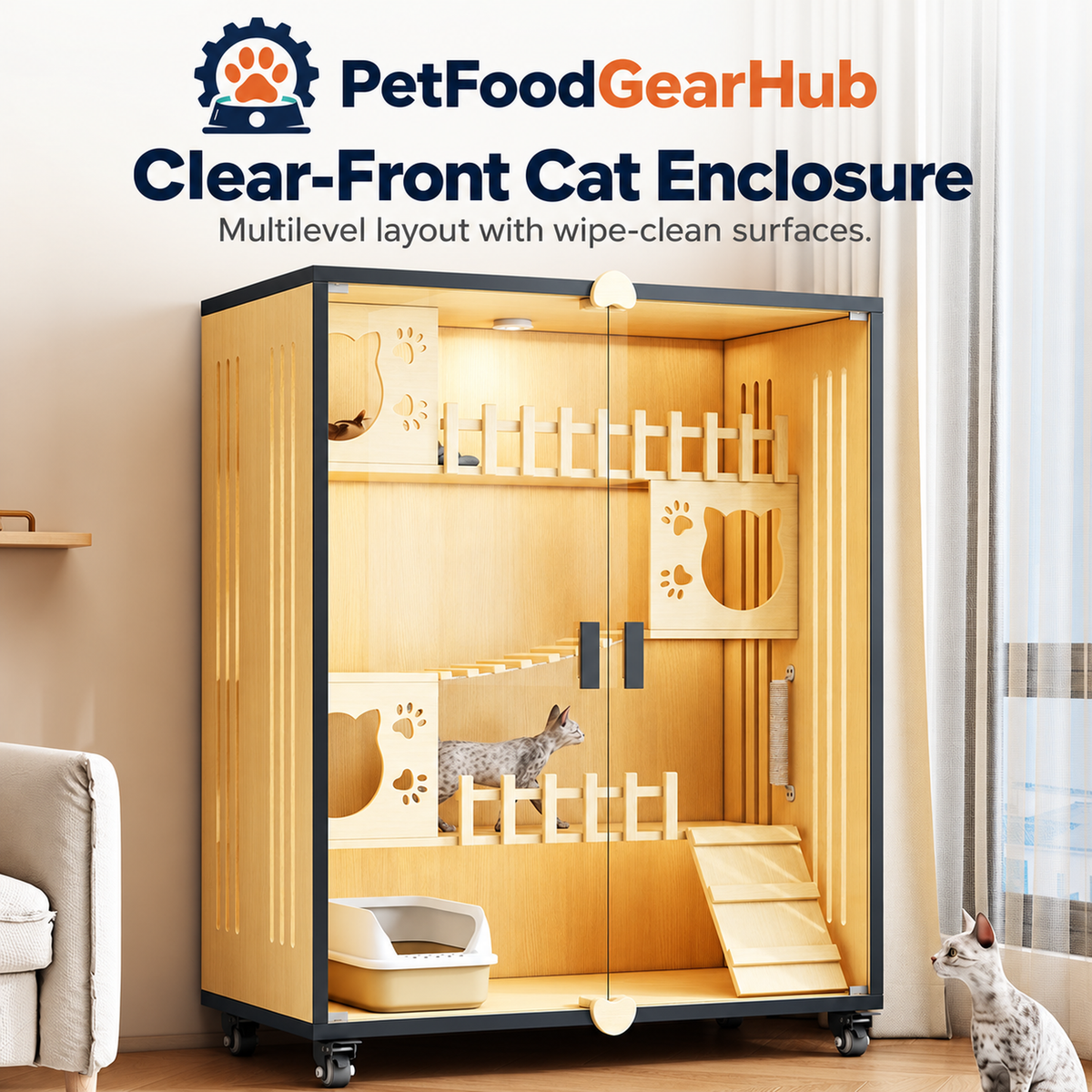 PetFoodGearHub Clear-front cat enclosure