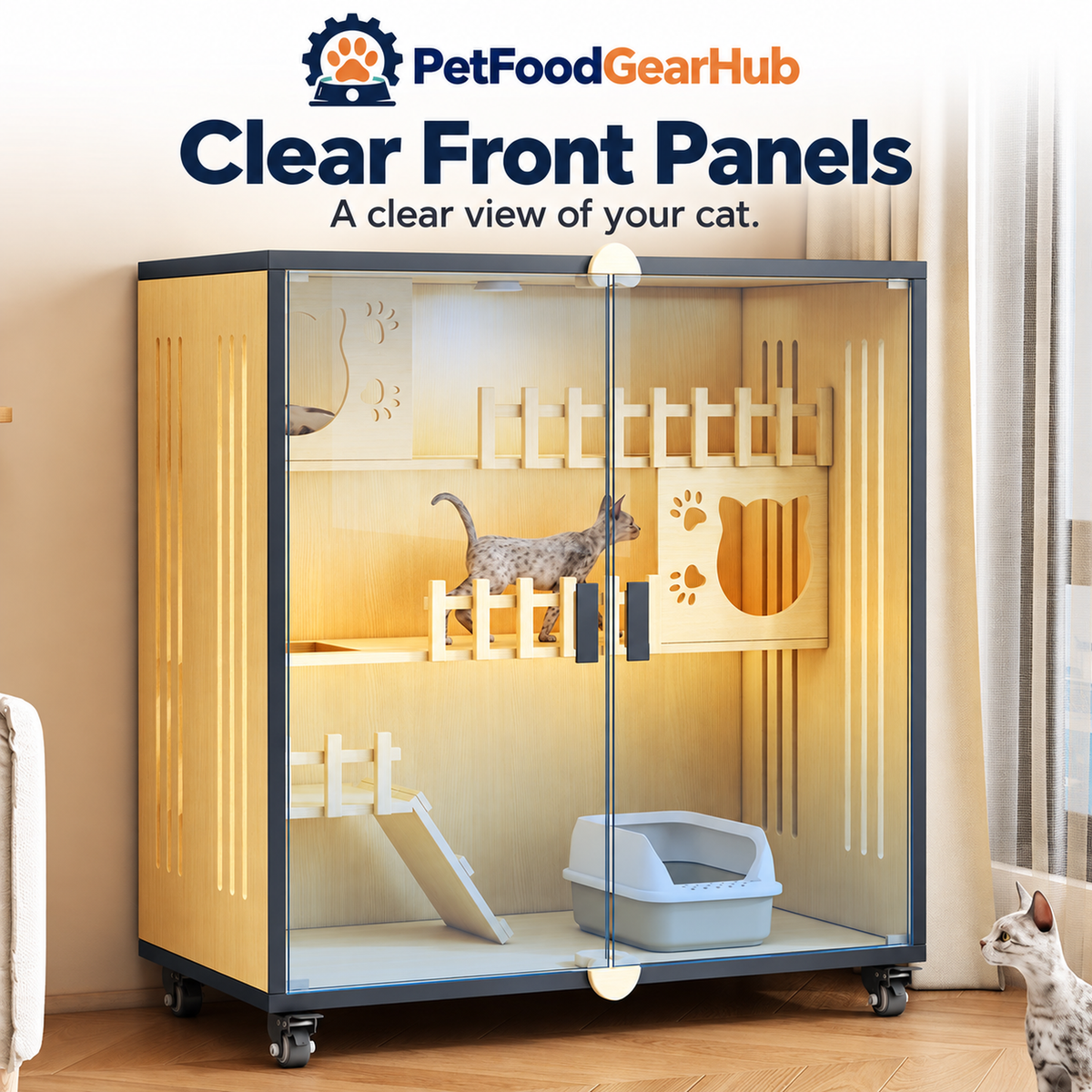 PetFoodGearHub Cat enclosure clear front panels