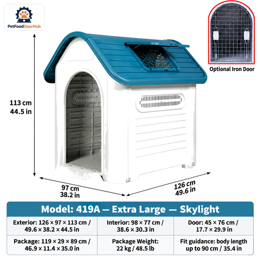 PetFoodGearHub Model 419A Outdoor Dog House, XXL, Skylight — product image 1