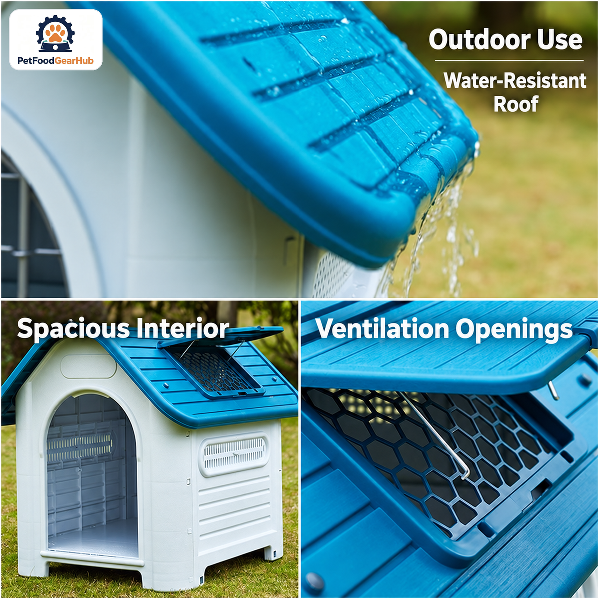 PetFoodGearHub Model 403 Outdoor Dog House, Medium, Skylight — product image 4