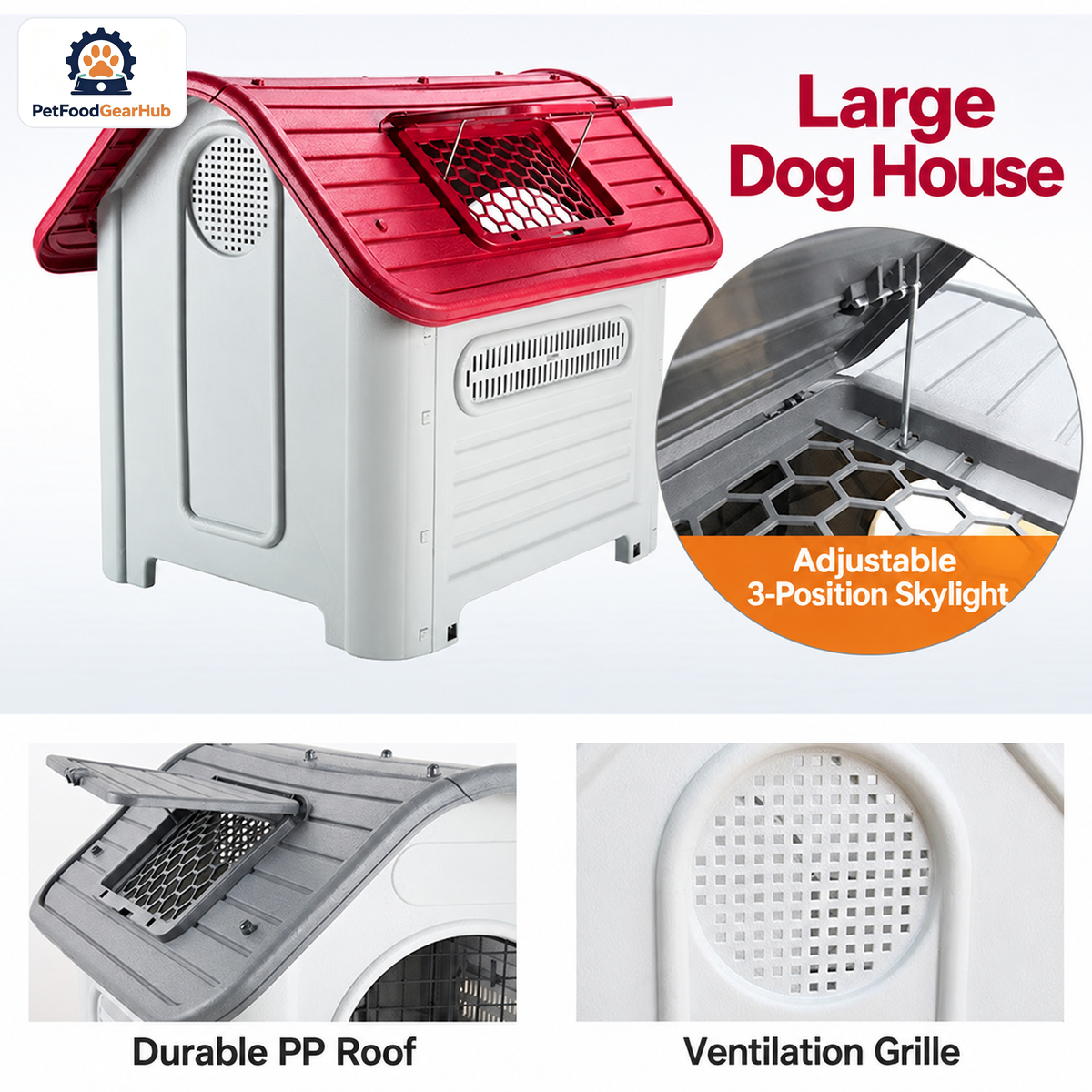 PetFoodGearHub Model 419 Outdoor Dog House, Large, Skylight — product image 6