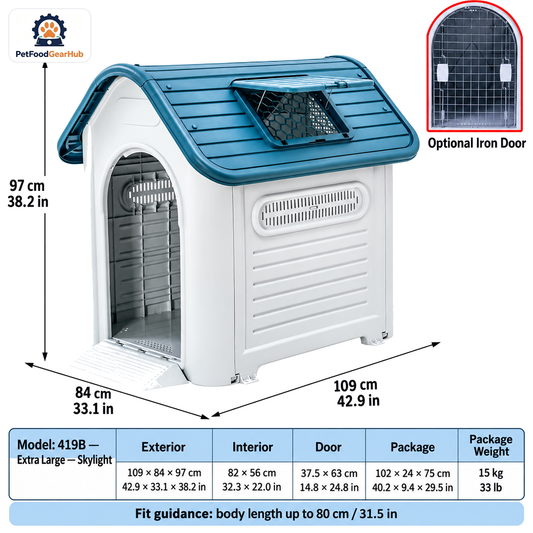 PetFoodGearHub Model 419B Outdoor Dog House, Extra Large, Skylight — product image 1