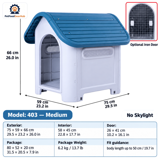 PetFoodGearHub Model 403 Outdoor Dog House, Medium, No Skylight — product image 1