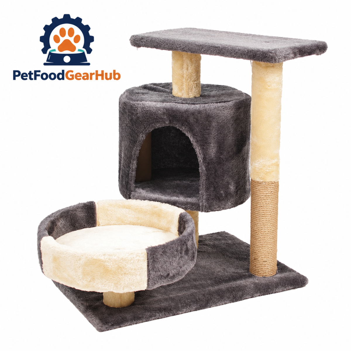 PetFoodGearHub Compact Cat Tree with Condo and Round Bed - product details