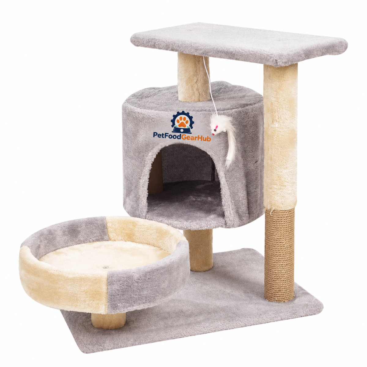 PetFoodGearHub Compact Cat Tree with Condo and Round Bed - product details