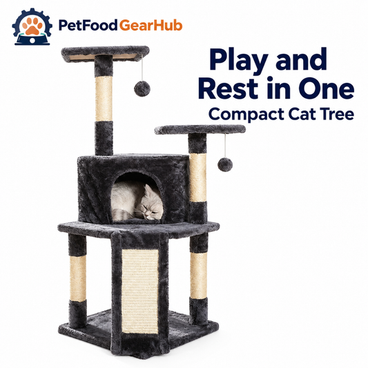 PetFoodGearHub Compact Multi-Level Cat Tree with Enclosed Condo - product view
