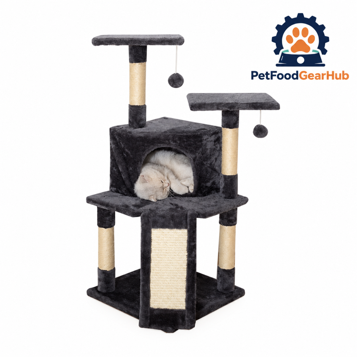 PetFoodGearHub Compact Multi-Level Cat Tree with Enclosed Condo - product details