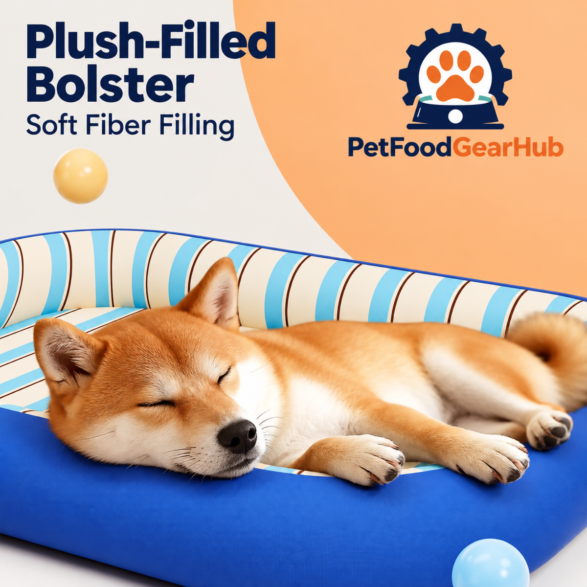PetFoodGearHub Padded bolster and soft filling in a blue pet bed