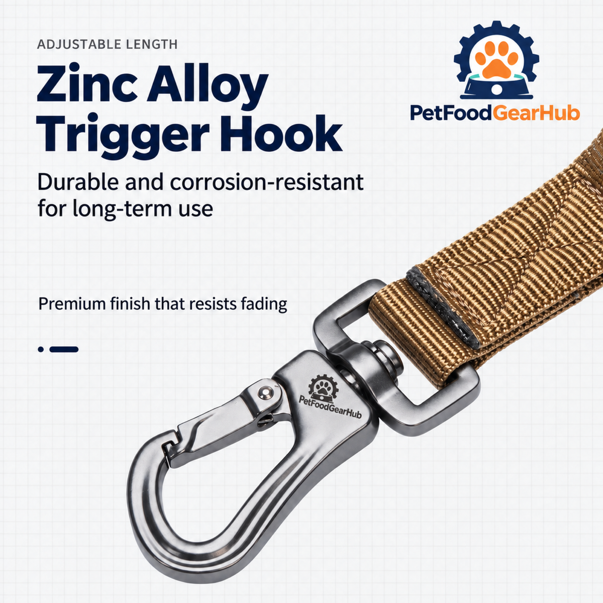 PetFoodGearHub Zinc-alloy leash clip close-up