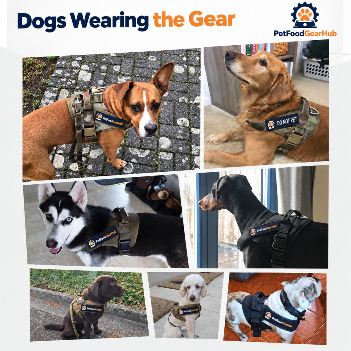 PetFoodGearHub Dogs wearing K9 harnesses