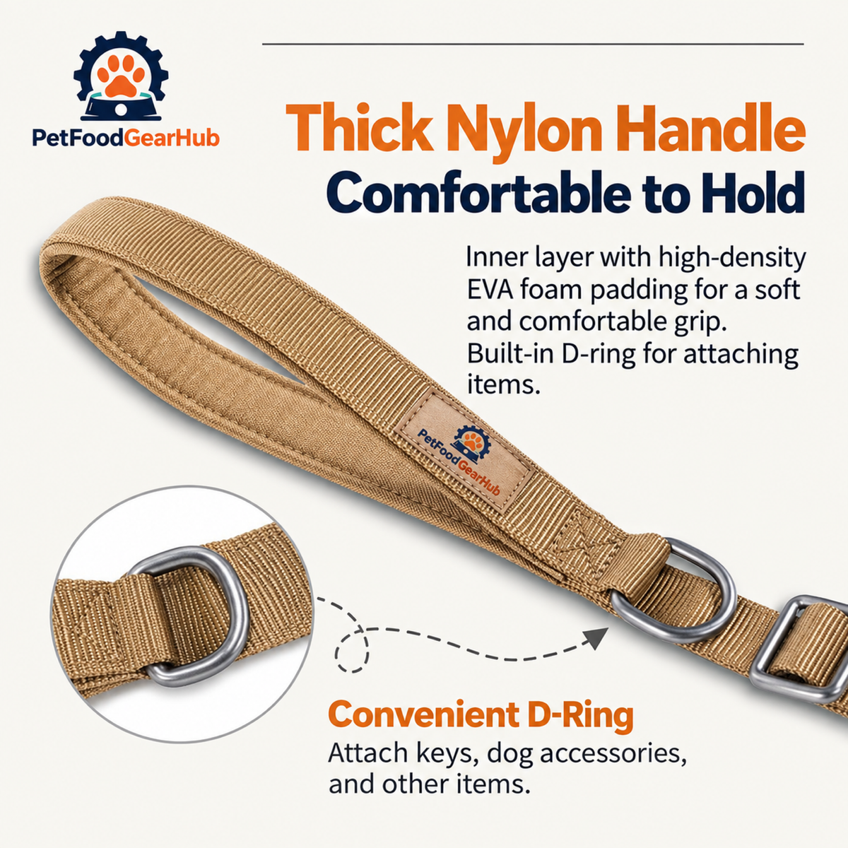 PetFoodGearHub Padded leash hand loop and accessory D-ring