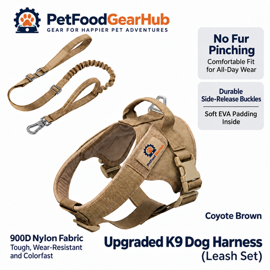 PetFoodGearHub Upgraded K9 Dog Harness & Leash Set in Brown
