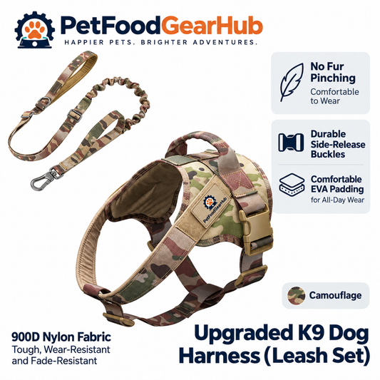 PetFoodGearHub Upgraded K9 Dog Harness & Leash Set in Camouflage