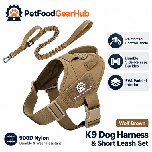 PetFoodGearHub Classic K9 Dog Harness & Leash Set in Brown