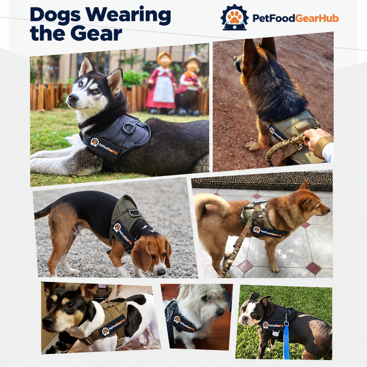 PetFoodGearHub Dogs wearing harnesses