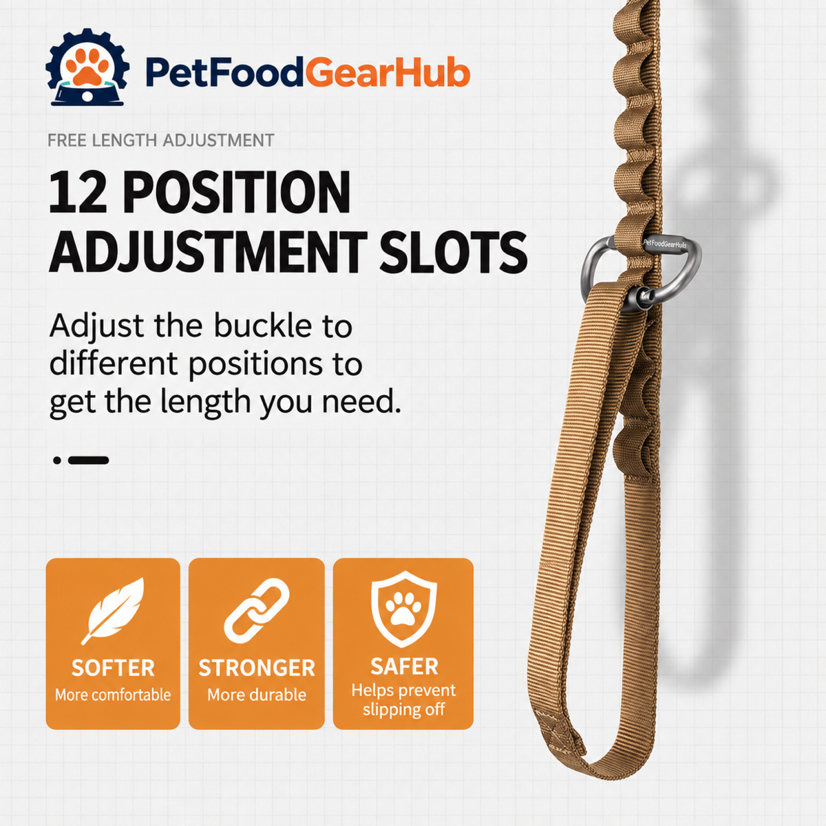 PetFoodGearHub Adjustable leash slider positions