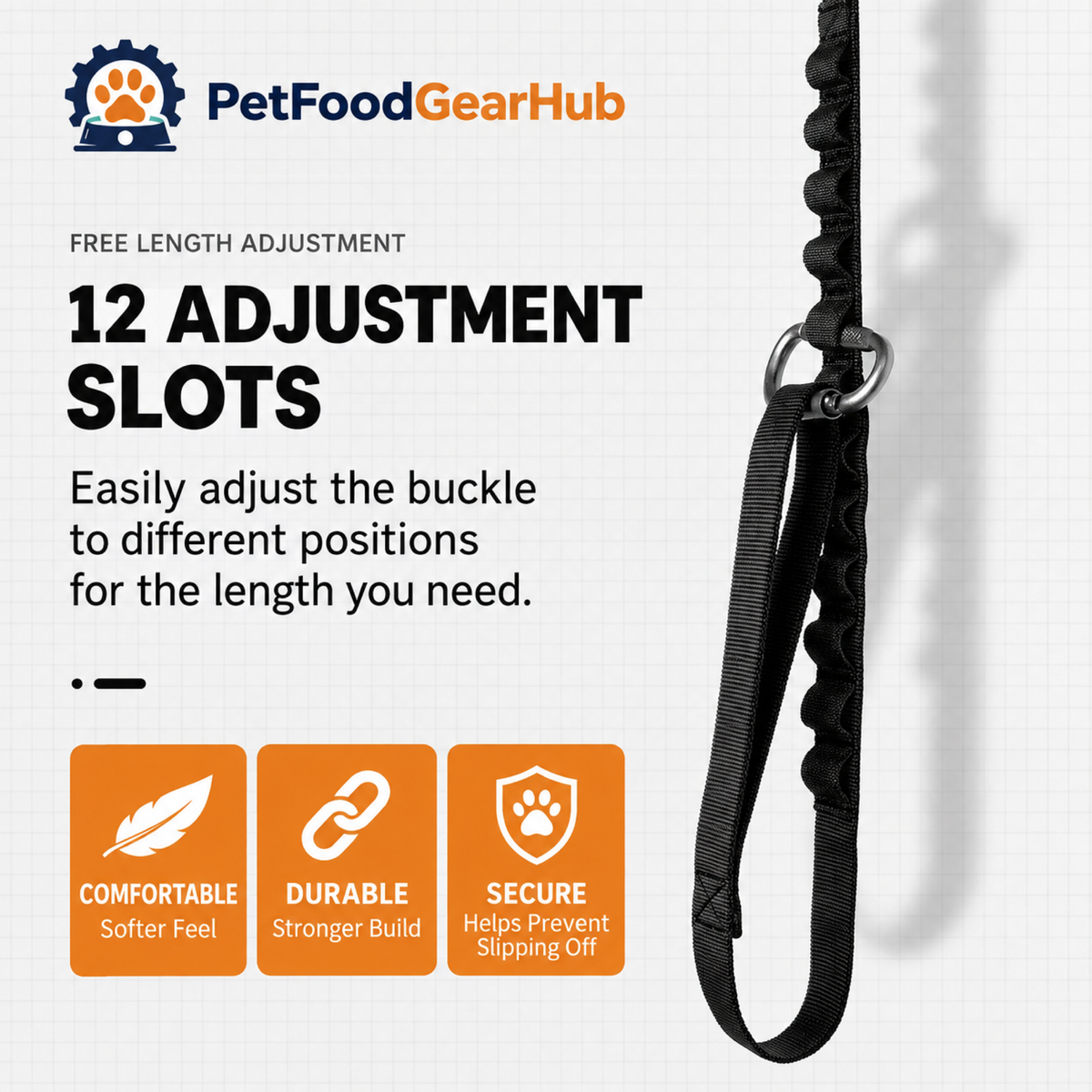 PetFoodGearHub Adjustable leash slider positions