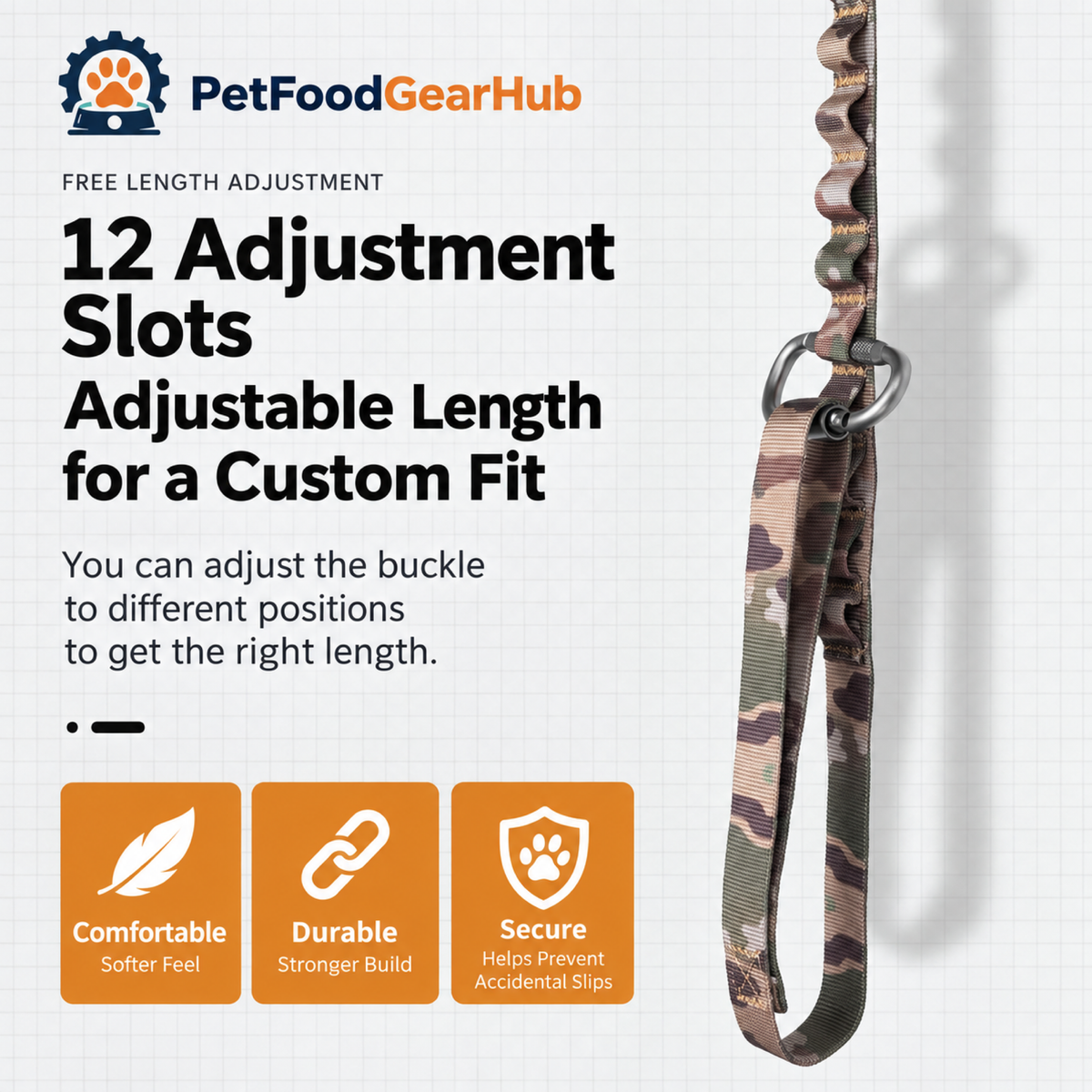 PetFoodGearHub Adjustable leash slider positions