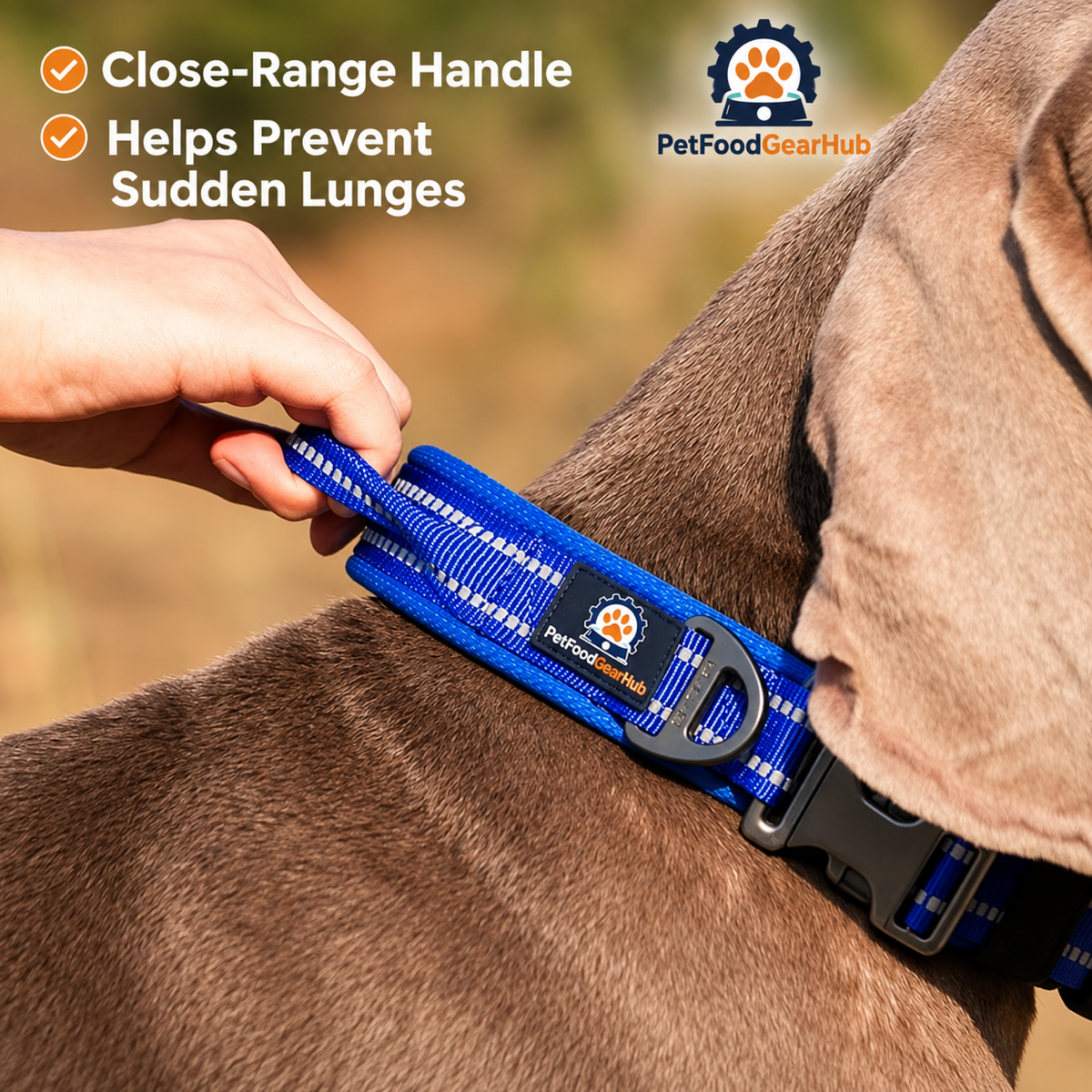 PetFoodGearHub Close grip on a padded dog collar