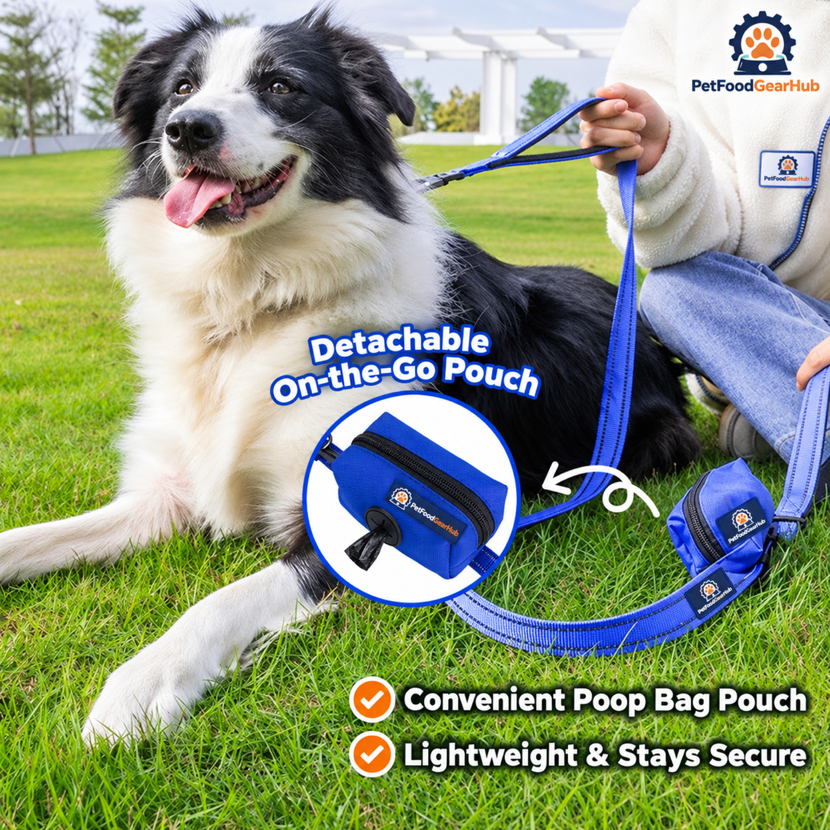PetFoodGearHub Dog leash with detachable walking pouch
