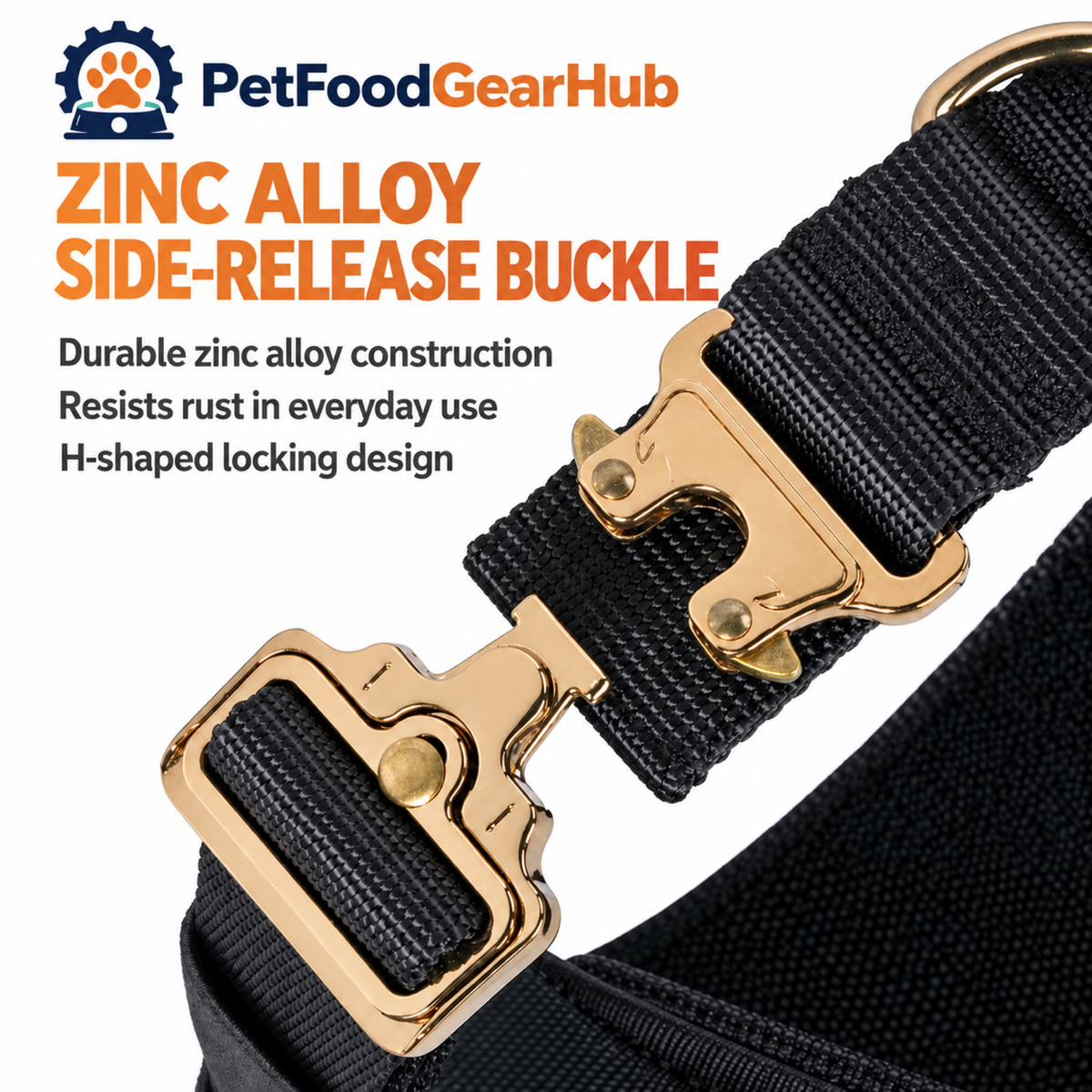 PetFoodGearHub Metal collar buckle close-up