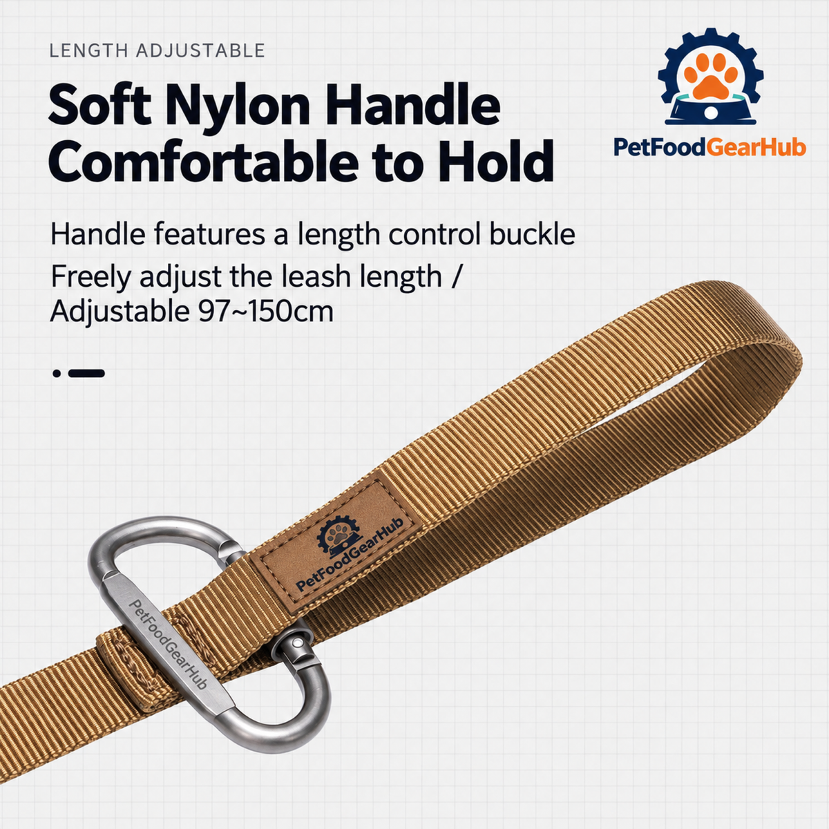 PetFoodGearHub Leash handle and length diagram