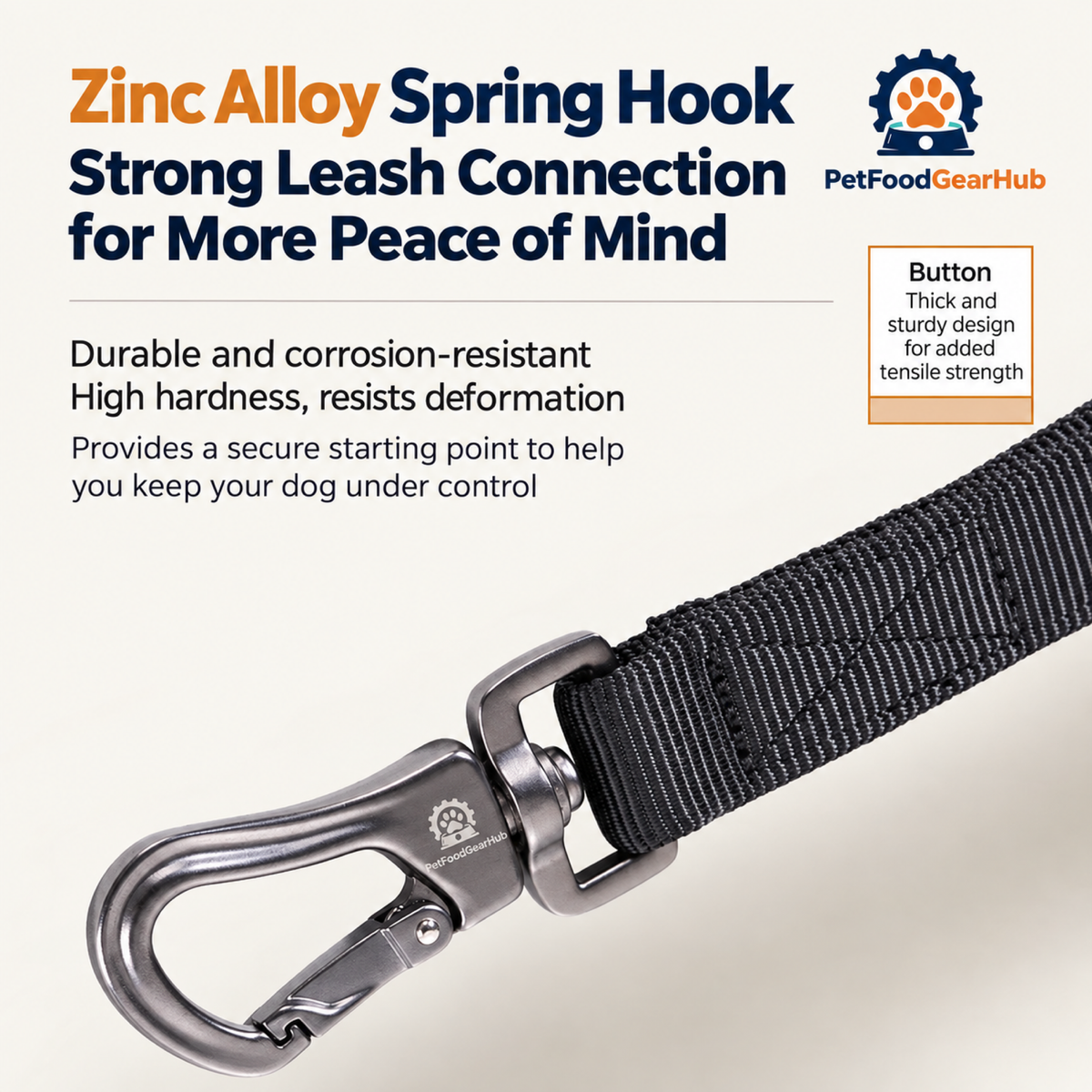 PetFoodGearHub Spring-loaded leash clip close-up